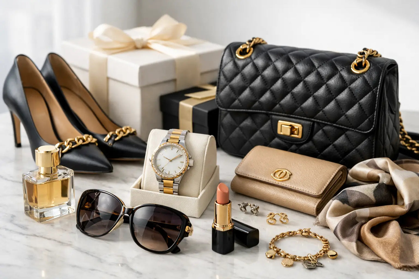 Black quilted leather chanel handbag with gold-tone hardware and chain strap featured in top designer gifts article