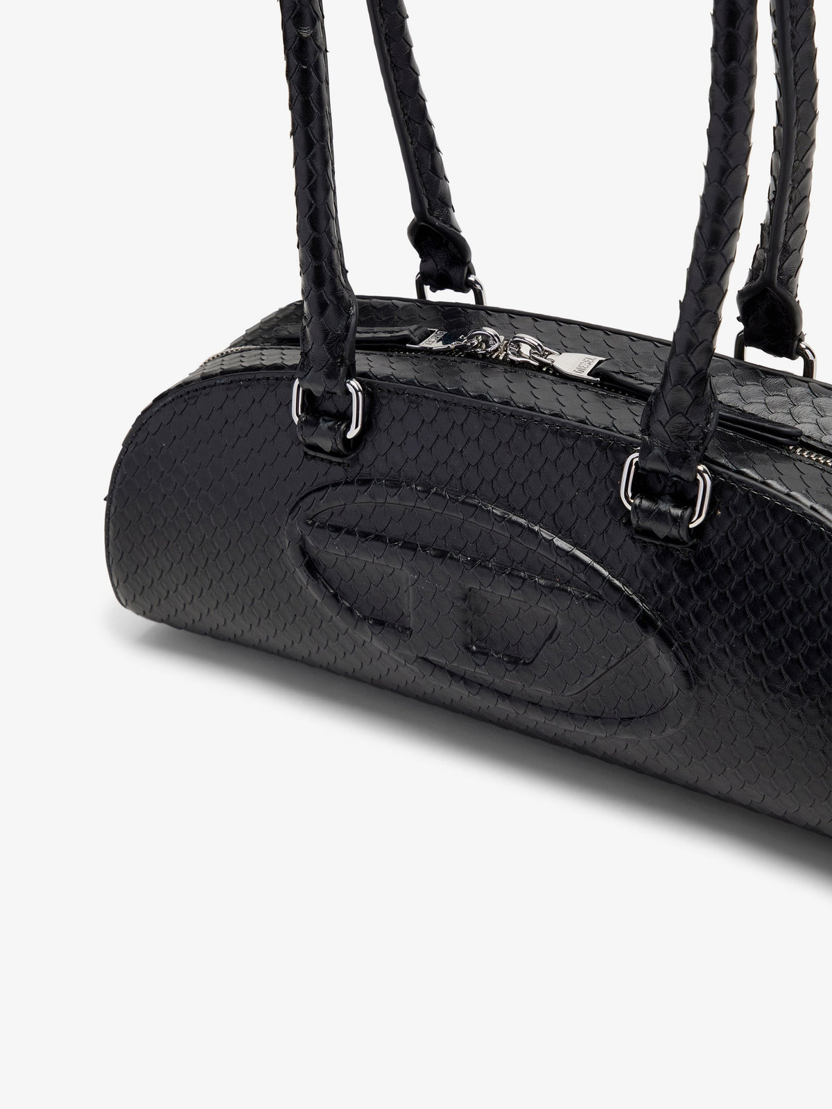 Diesel Women's Python Effect Leather Shoulder Bag Black