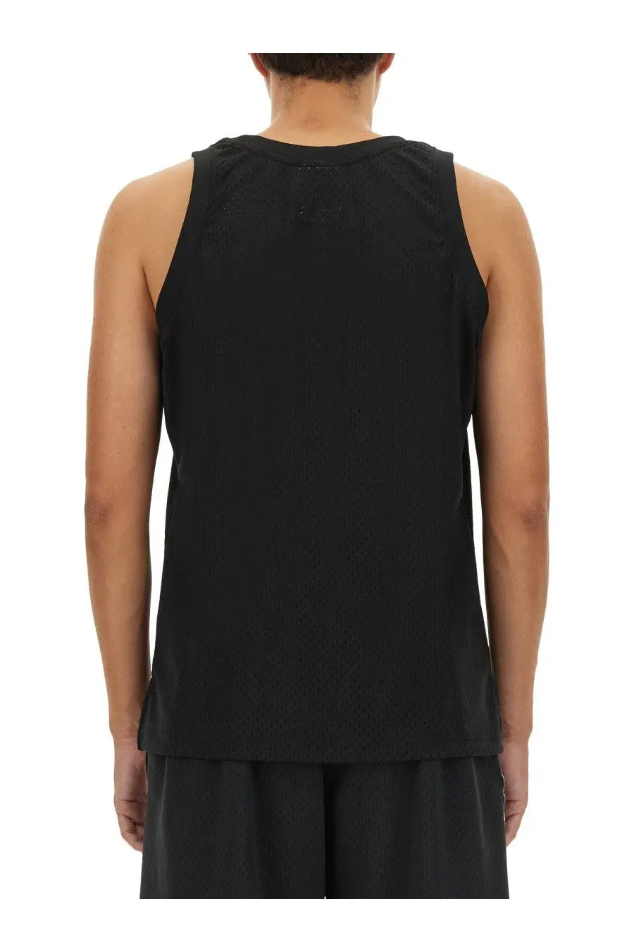 3.paradis men’s black sleeveless athletic tank top with subtle textured pattern and rounded neckline