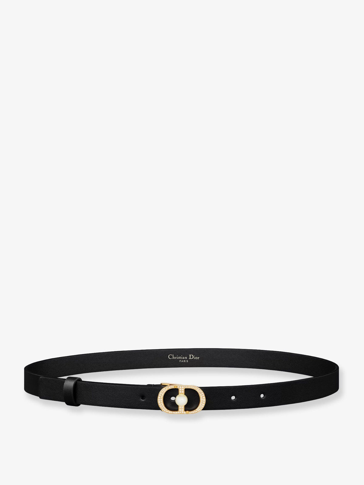 Dior Women's Montaigne Jolie Leather Belt Black