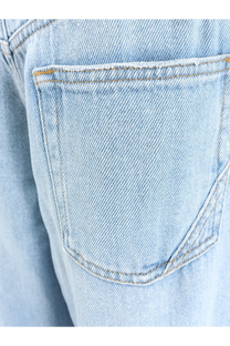 3x1 women’s the kat blue denim jeans pocket in light-wash denim with subtle diagonal weave and tan stitching back view