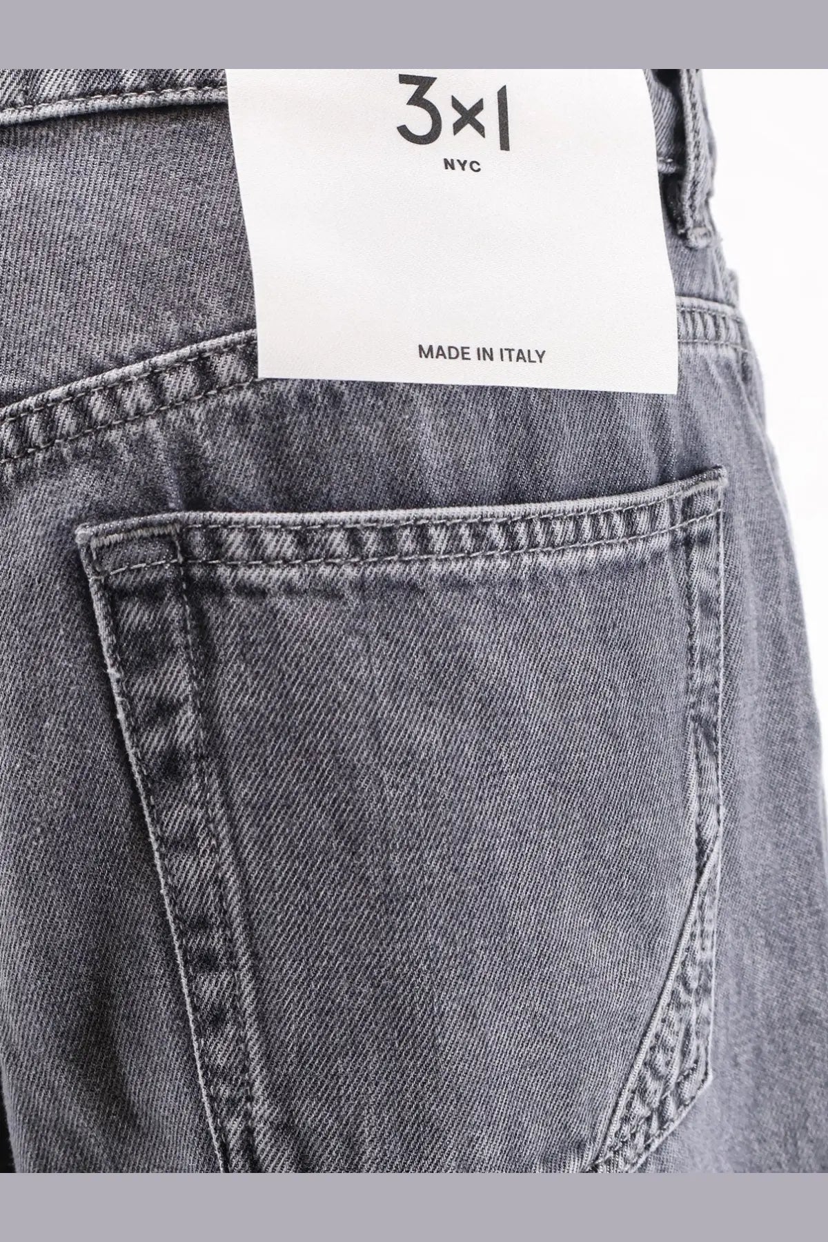 3x1 women’s the kat grey denim jeans made of cotton and lyocell with white 3x1 nyc made in italy label visible
