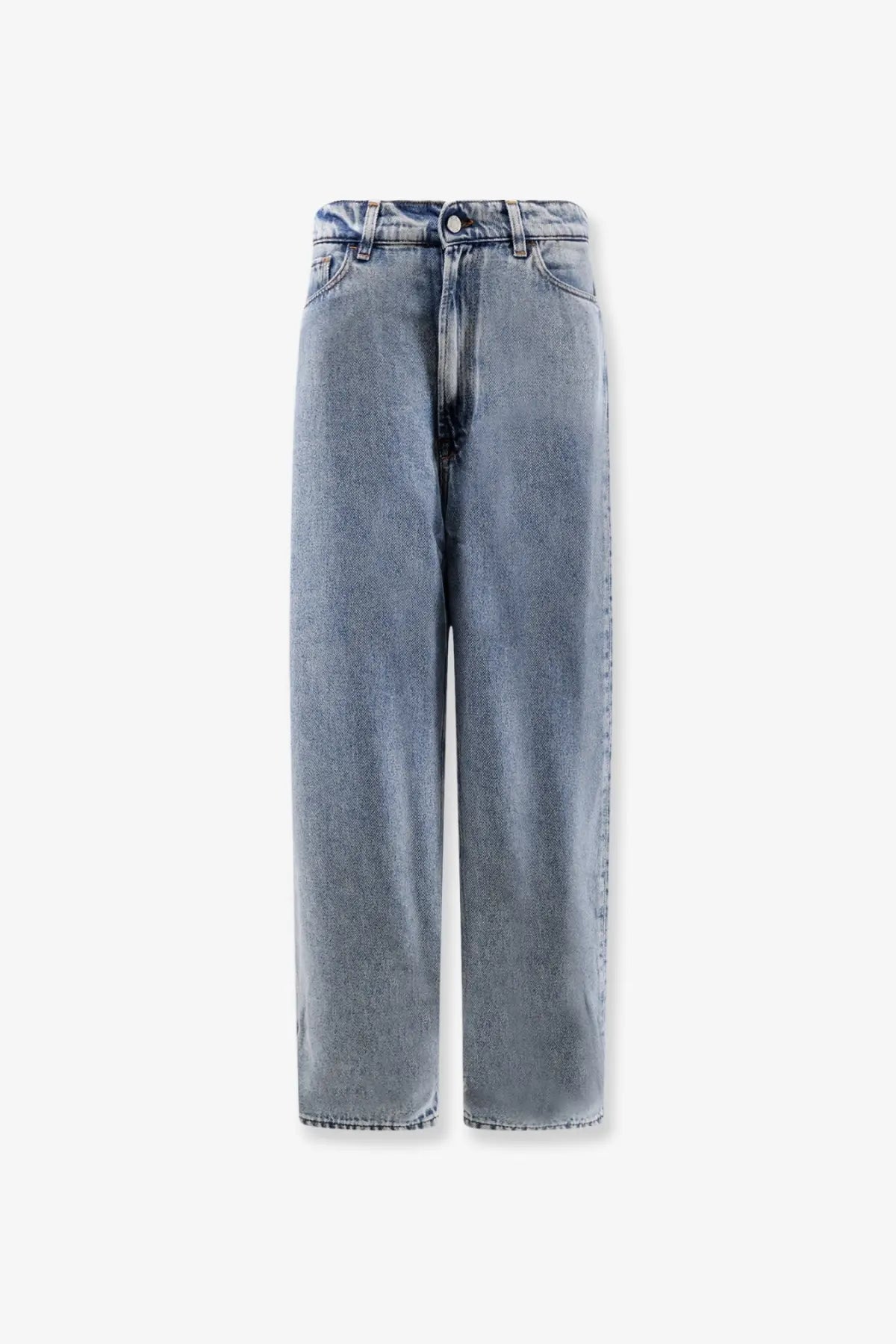 Light-wash denim 3x1 women’s skater boyfriend jeans with high-rise wide-leg cut and classic five-pocket design