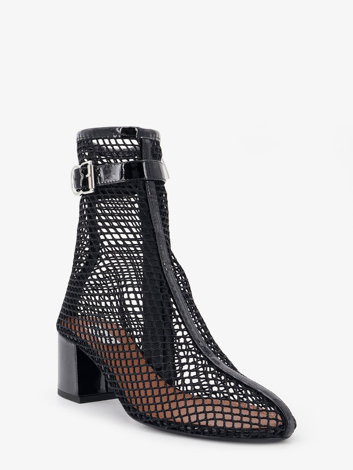 ALAÏA Women's Mesh and Patent Leather Boots Black