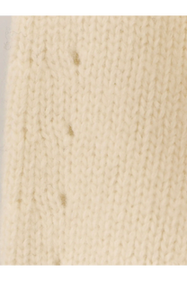 The 73 women’s virgin wool sweater white featuring cream-colored knitted fabric with ribbed texture and minor discoloration spots
