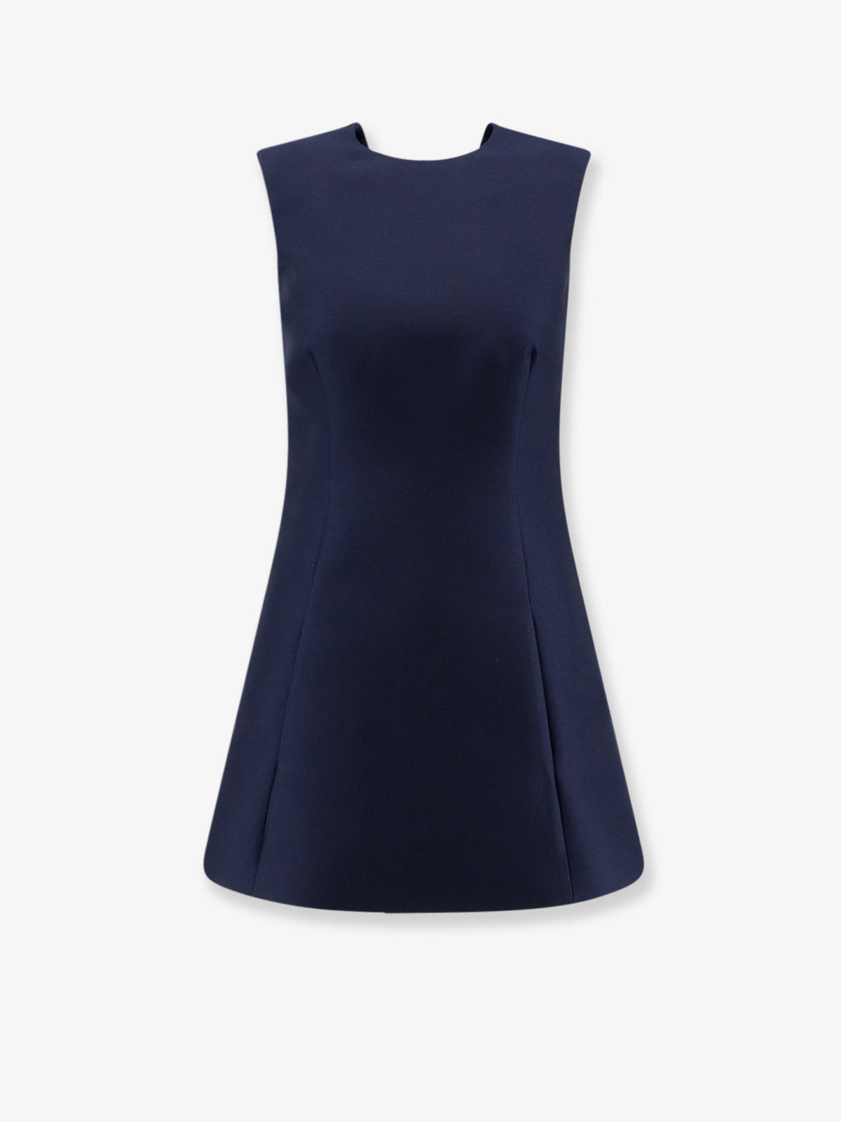 Balenciaga Women's Line Merino Wool and Silk Blend Short Dress Blue