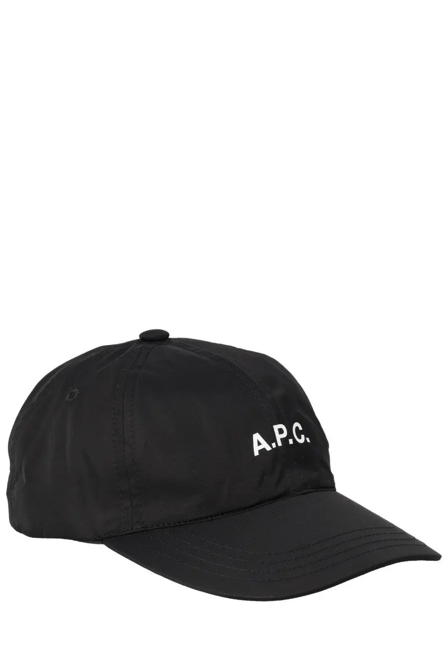 Black a.p.c men’s baseball hat in black featuring adjustable back strap and minimalist design in cotton material