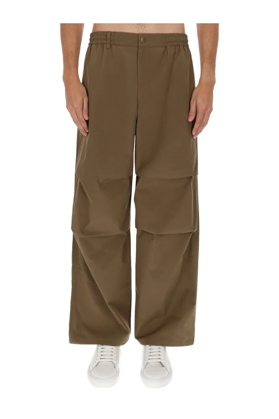 A.p.c men’s Benjamin pants brown wide-leg cargo pants with large flap pockets and elastic waistband