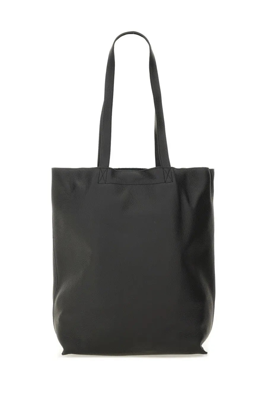 A.P.C mens borsa tote Maiko medium black is a black leather tote bag with two long handles for versatile use