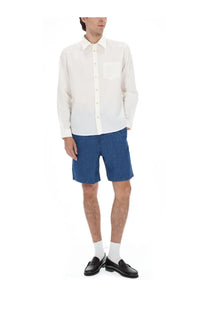 A.P.C men’s camicia Harris white crisp long-sleeved button-down shirt with chest pocket and subtle texture