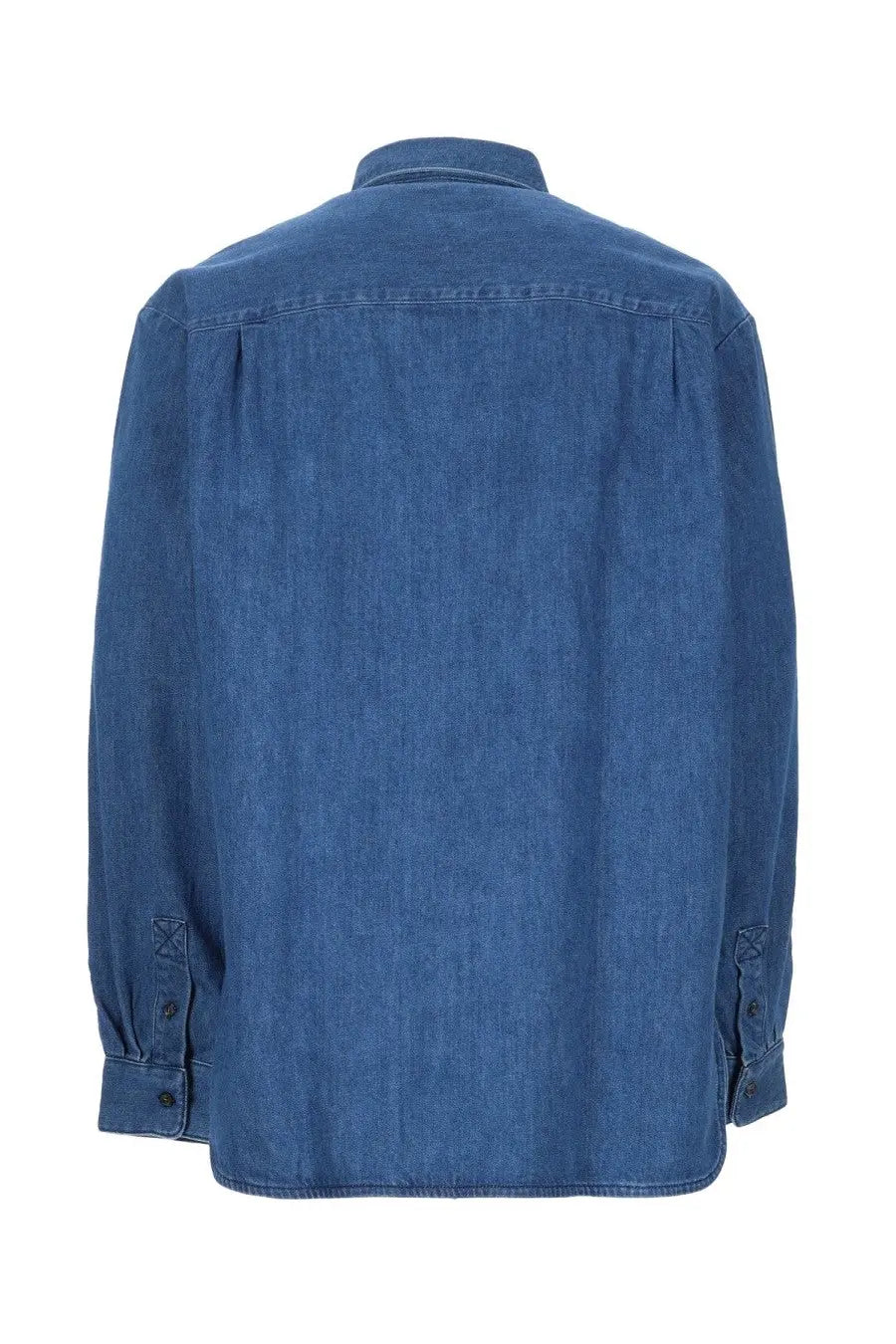 A.P.C men’s camicia mathias blue denim long-sleeved button-up shirt with classic collar and stitched cuffs