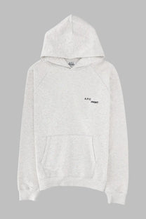 A soft heathered white a.p.c men’s felpa con grey sweatshirt made from cozy material for casual wear