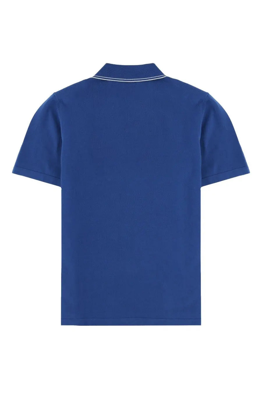 A.P.C men’s royal blue short-sleeved polo shirt with white-trimmed collar in breathable cotton fabric