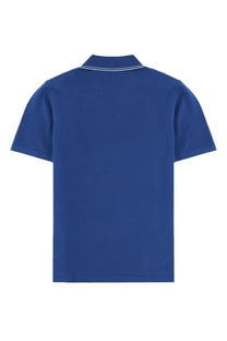 A.P.C men’s royal blue short-sleeved polo shirt with white-trimmed collar in breathable cotton fabric