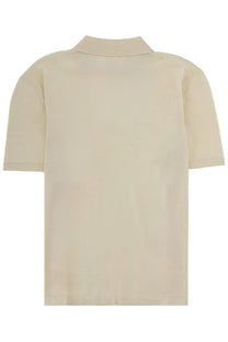 A.P.C men’s beige short-sleeved polo shirt with classic collar and neatly stitched hem for casual wear