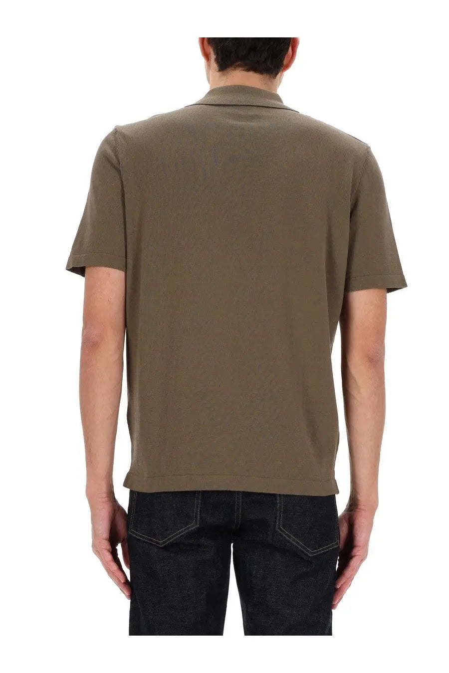 A.p.c men’s olive green short-sleeved polo shirt with classic collar and neatly stitched hem