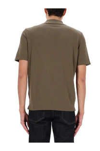 A.p.c men’s olive green short-sleeved polo shirt with classic collar and neatly stitched hem