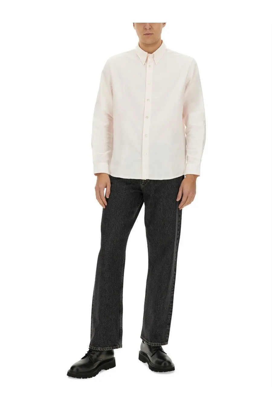 A.P.C men’s shirt Greg white crisp white long-sleeved button-down shirt with classic collar and pressed fabric