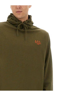 Olive green a.p.c. men’s standard hoodie made of soft cotton perfect for casual wear