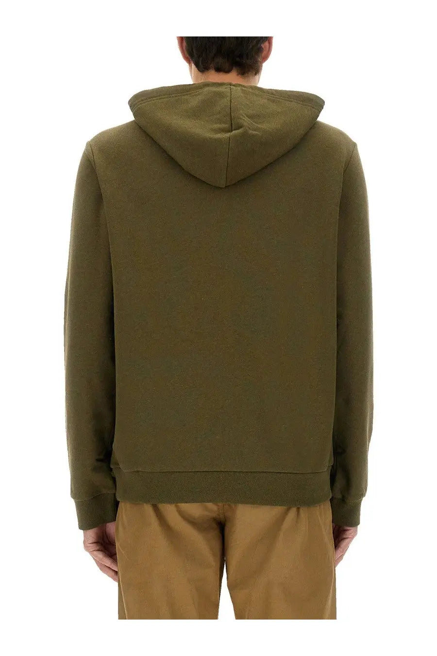 A.P.C men’s standard olive green hoodie with soft textured fabric and ribbed cuffs perfect for casual wear