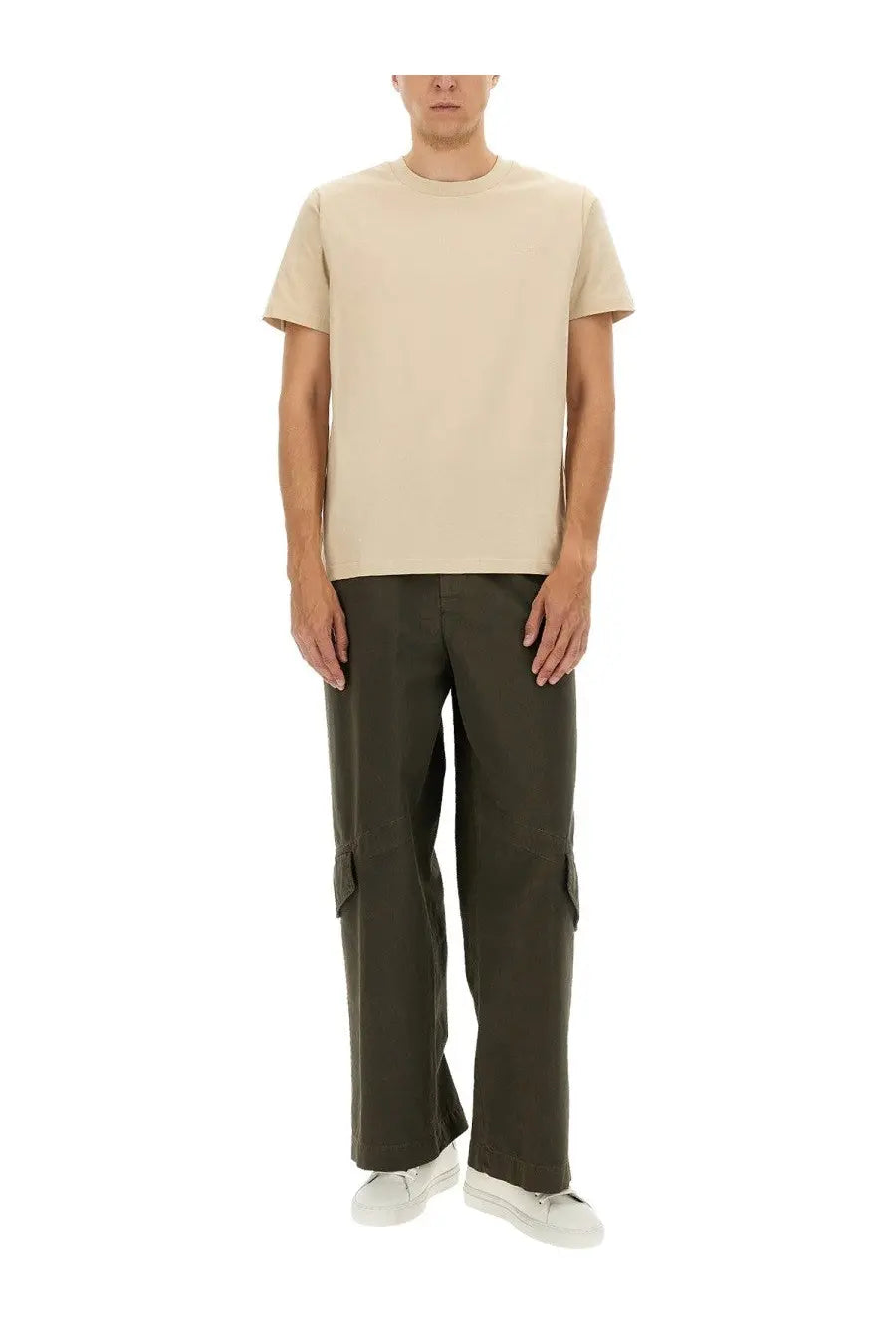 A.P.C men’s standard beige short-sleeved crew neck t-shirt made from soft cotton for casual wear