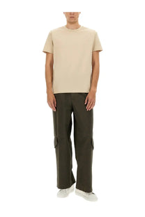 A.P.C men’s standard beige short-sleeved crew neck t-shirt made from soft cotton for casual wear