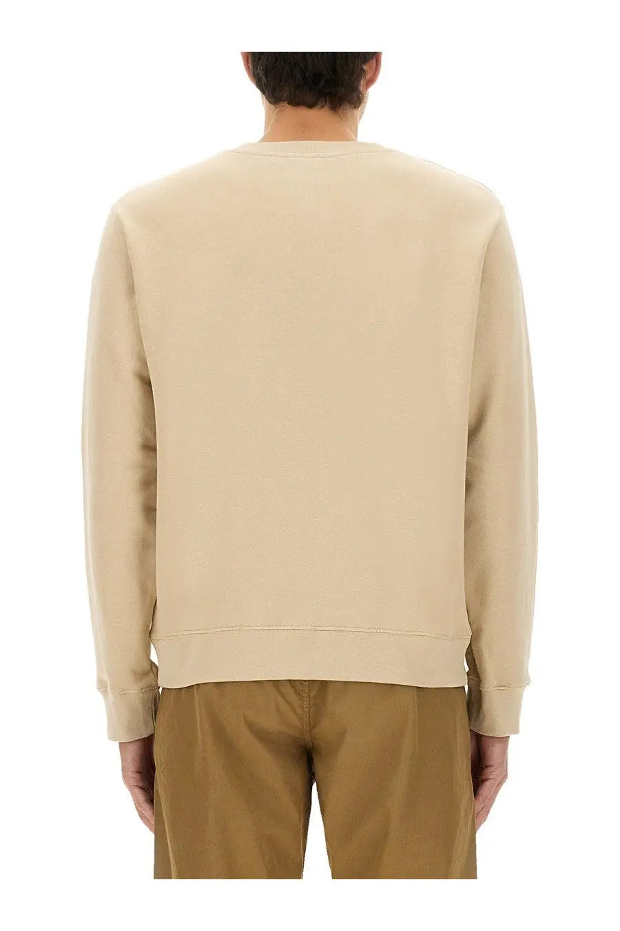 A.p.c men’s standard beige crewneck sweatshirt with ribbed cuffs and hem made from soft cotton blend
