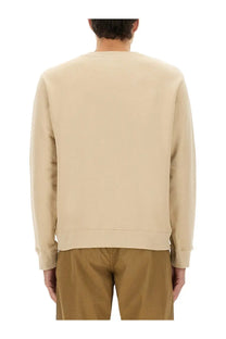 A.p.c men’s standard beige crewneck sweatshirt with ribbed cuffs and hem made from soft cotton blend