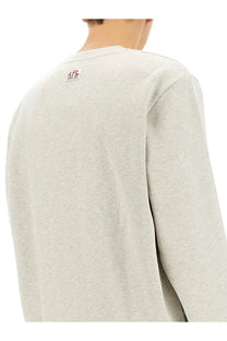 Light gray heathered cotton long sleeve sweatshirt with a small rectangular a.p.c. logo for men