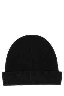 A.P.C black ribbed knit beanie with folded cuff made of lana wool unisex berretto for cold weather