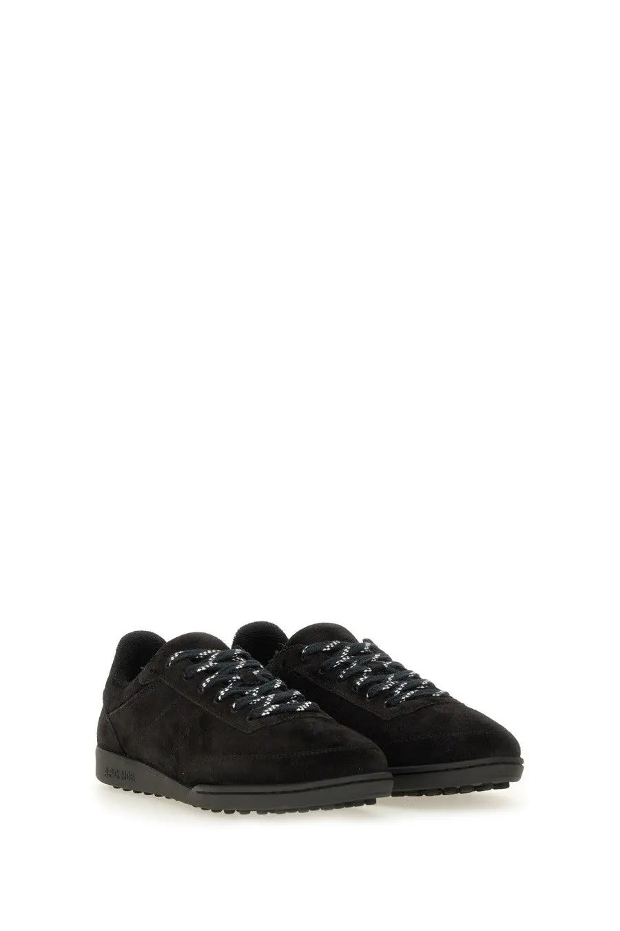 A.P.C unisex sneaker Moe black low-top suede sneaker with textured laces and rubber sole