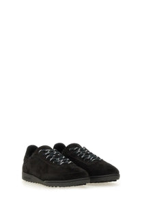 A.P.C unisex sneaker Moe black low-top suede sneaker with textured laces and rubber sole