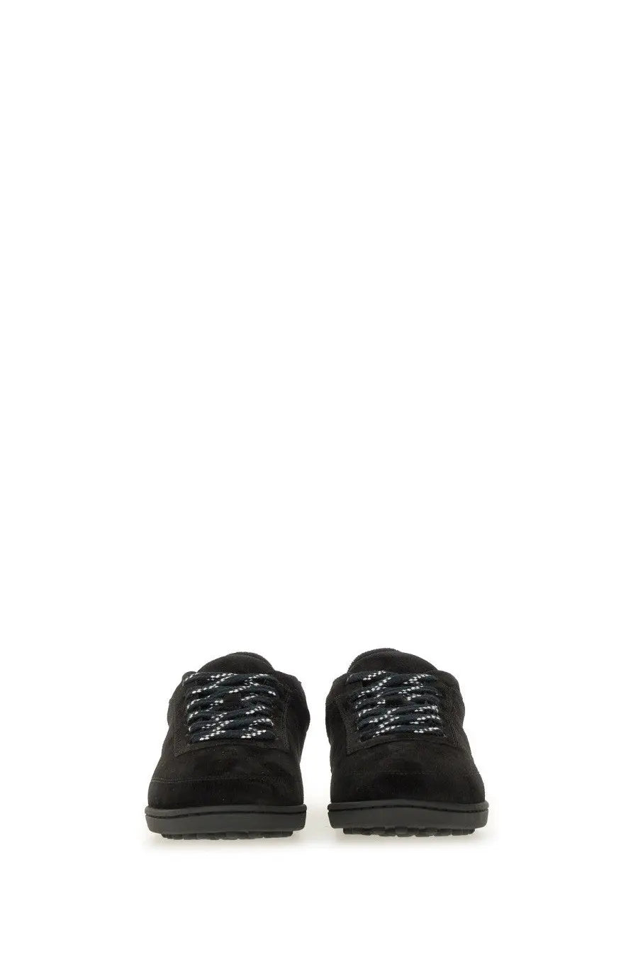A.P.C unisex sneaker Moe black low-top made of black suede with textured laces and a rubber sole