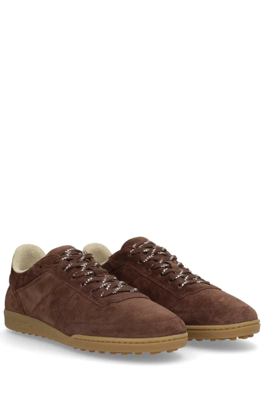 A.P.C unisex sneaker Moe brown in brown suede with tan rubber soles and matching laces