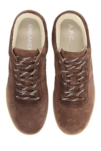 A.P.C unisex sneaker Moe brown brown suede with white reflective laces and light beige interior lining