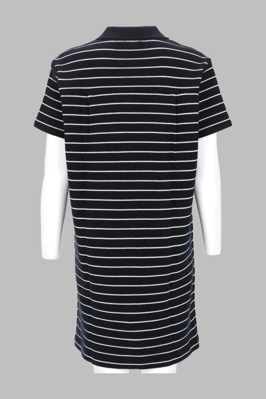 A.P.C women’s abito polo righe blue black and white striped short-sleeved polo shirt with ribbed collar