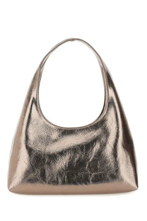 A.P.C women’s baby ninon bag silver sleek metallic rose gold hobo bag with smooth textured surface and minimalist design