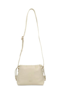 A pc women’s ninon mini crossbody bag in beige cream leather with adjustable strap and gold-tone hardware