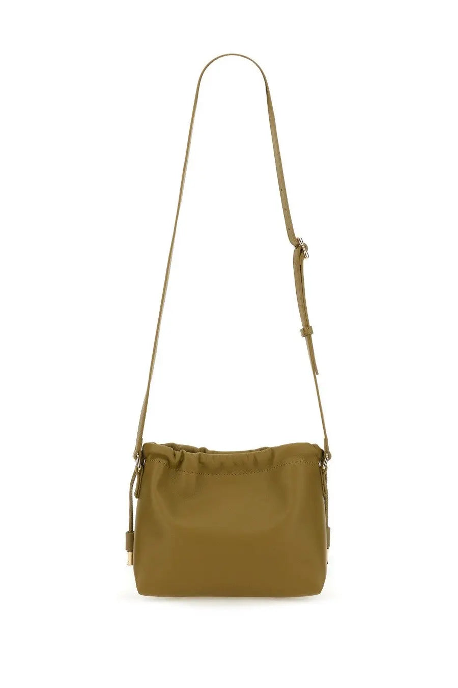 A.P.C women’s olive green nylon Ninon mini crossbody bag with adjustable strap and gold-tone hardware