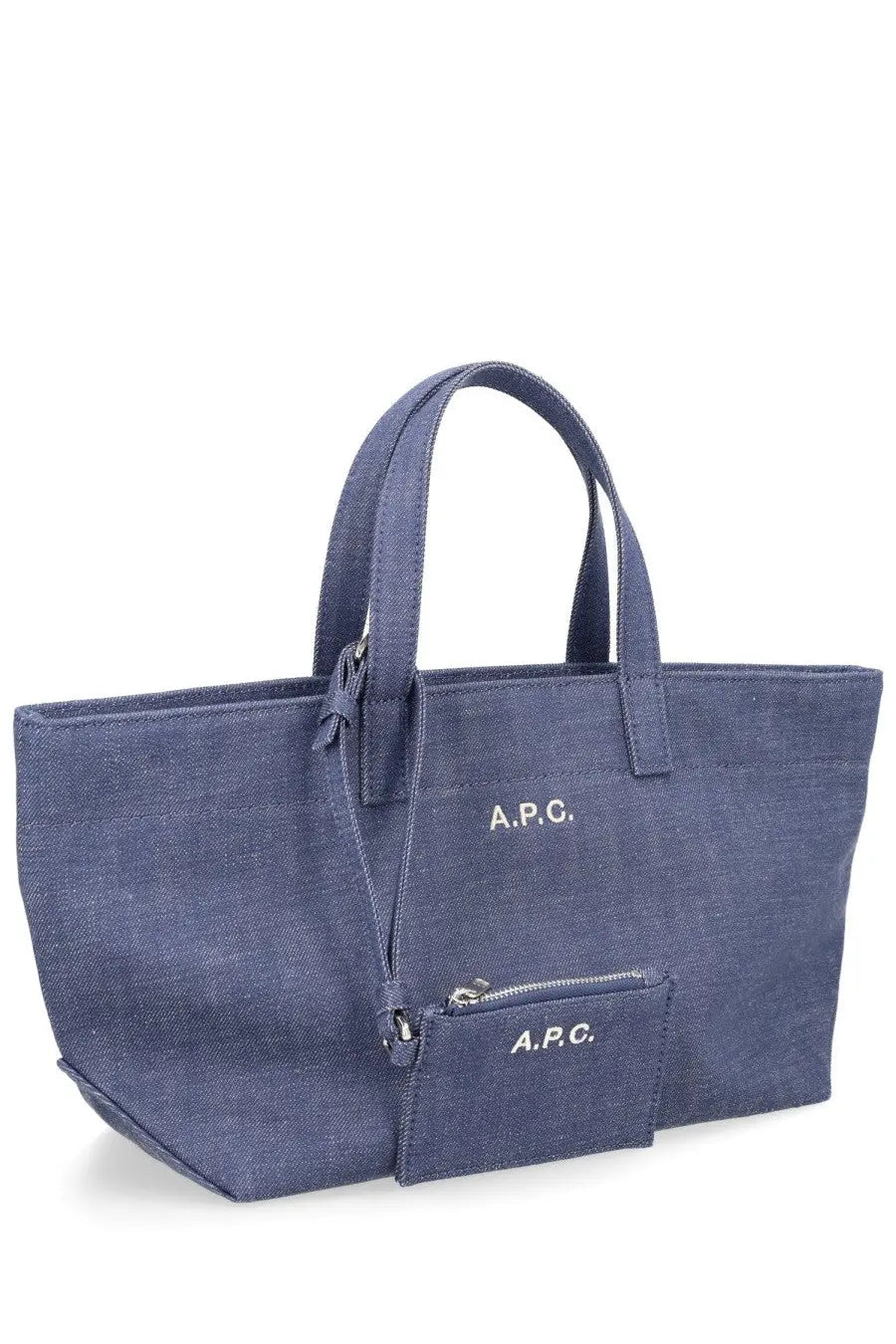 A.p.c women’s borsa tote drummer small blue made of denim in a sleek compact design for everyday use