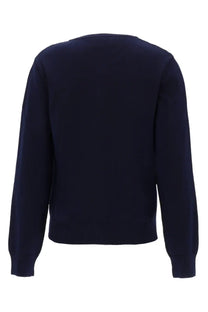 A.P.C women’s cardigan Leonie navy blue knit sweater with ribbed cuffs and hem for casual wear