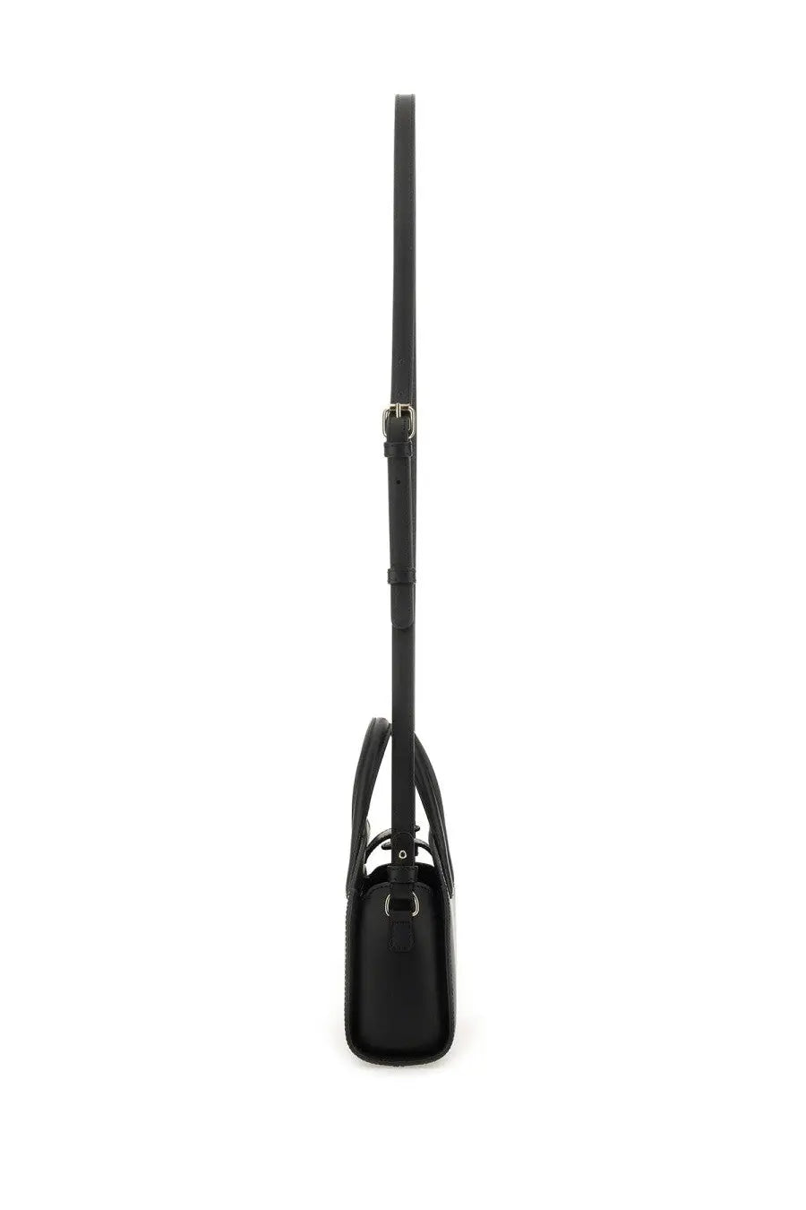 A.P.C women’s demi lune small black leather crossbody bag with sleek minimalist design and silver-toned hardware