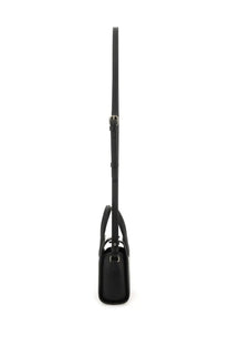 A.P.C women’s demi lune small black leather crossbody bag with sleek minimalist design and silver-toned hardware