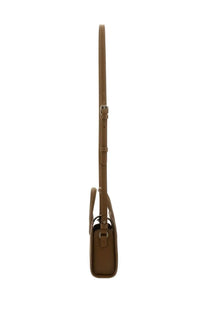 A.P.C women’s demi lune tote bag small brown leather crossbody with long adjustable strap and minimalist design