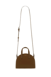 A.p.c women’s demi lune tote bag small brown made of sleek minimalist brown leather with curved top and dual handles