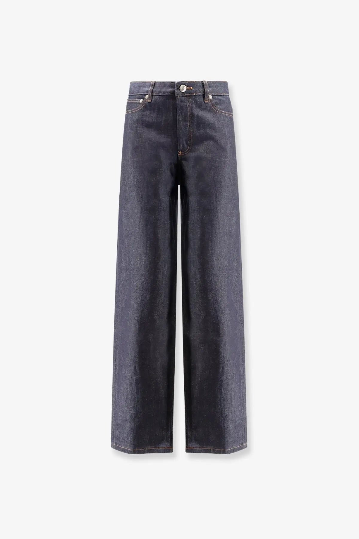 A.P.C women’s Elisabeth jeans in dark indigo denim with wide-leg fit and subtle textured pattern