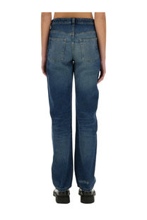 A.P.C women’s blue denim jeans Kylie with a straight-leg cut and subtle fading in cotton fabric