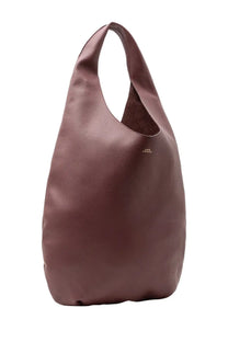 A.P.C women’s LE Neige bag red sleek brown leather hobo bag with soft pebbled texture and minimalist design