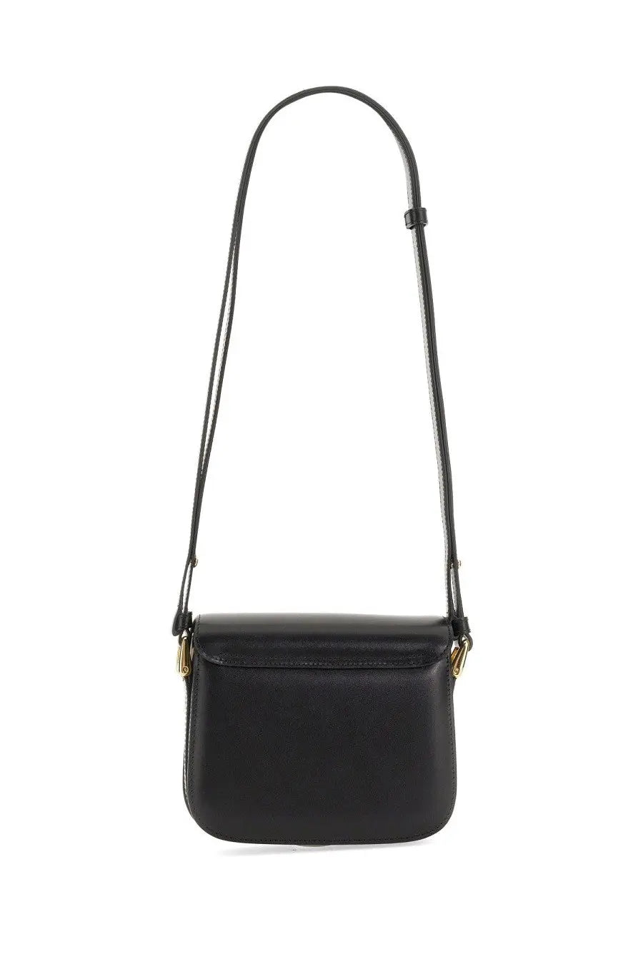 A.P.C women’s mini grace bag black leather crossbody with gold-tone hardware and slender adjustable strap