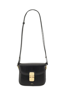 A.p.c women’s mini grace black leather crossbody bag with gold-tone rectangular clasp and embossed brand name